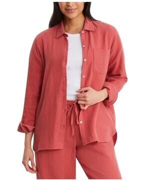 NWT Jessica Simpson Cotton Gauze Relaxed Fit Button Front Collared Shirt XL